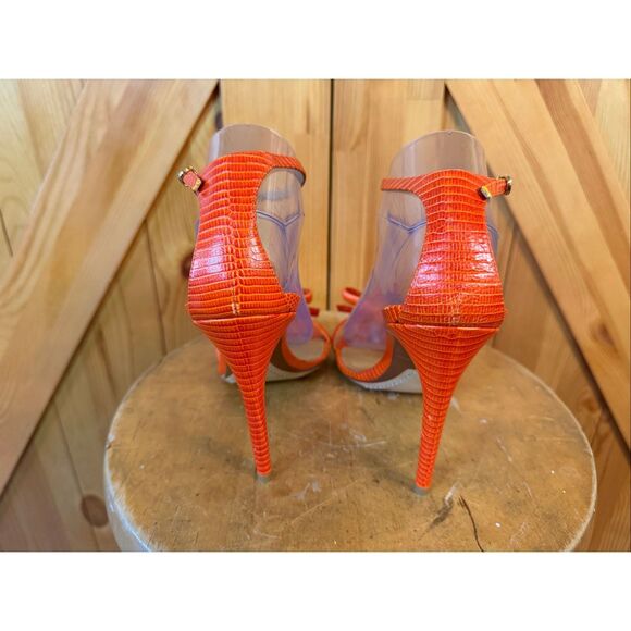 RALPH LAUREN PURPLE LABEL Orange Snake Print Leather Heels Size EU 40B US 10B - Picture 4 of 12